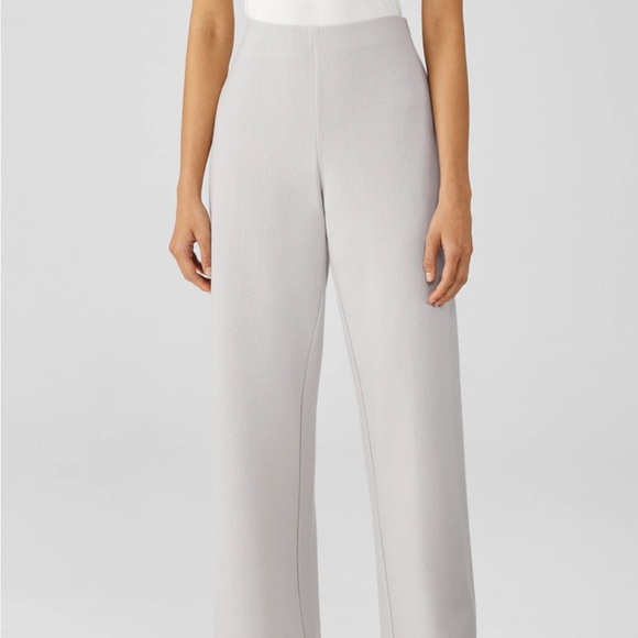 Eileen fisher Womens chalk gray 100% wool high waist straight leg pants XL NWT - Picture 1 of 10